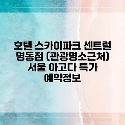 호텔 스카이파크 센트럴 명동점 (관광명소근처) 서울 아고다 특가 예약정보