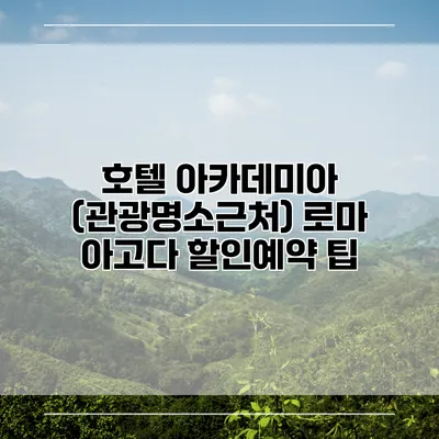 호텔 아카데미아 (관광명소근처) 로마 아고다 할인예약 팁