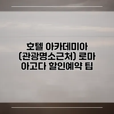 호텔 아카데미아 (관광명소근처) 로마 아고다 할인예약 팁