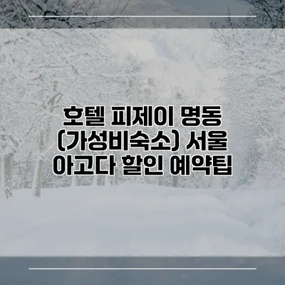 호텔 피제이 명동 (가성비숙소) 서울 아고다 할인 예약팁