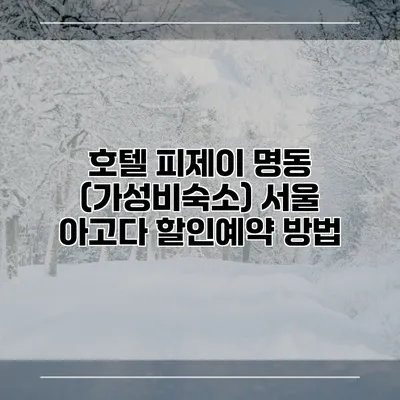 호텔 피제이 명동 (가성비숙소) 서울 아고다 할인예약 방법