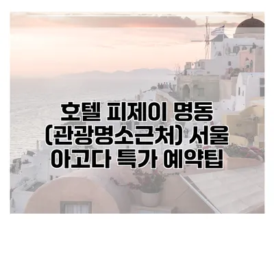 호텔 피제이 명동 (관광명소근처) 서울 아고다 특가 예약팁