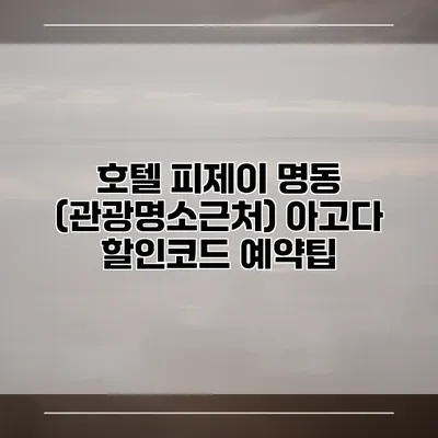 호텔 피제이 명동 (관광명소근처) 아고다 할인코드 예약팁